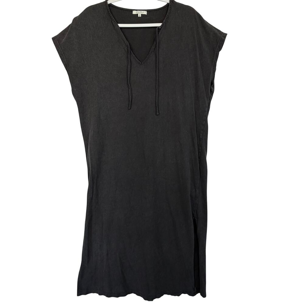 Z Supply Cotton Gauze V-Neck Shift Dress Womens Size XS Charcoal Grey Swim Cover